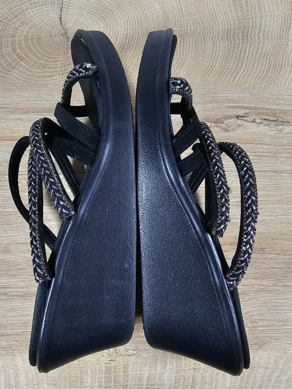 Skechers Cali Rumble On Night Out Womens Sandals Black Strappy Luxe Foam Size 10